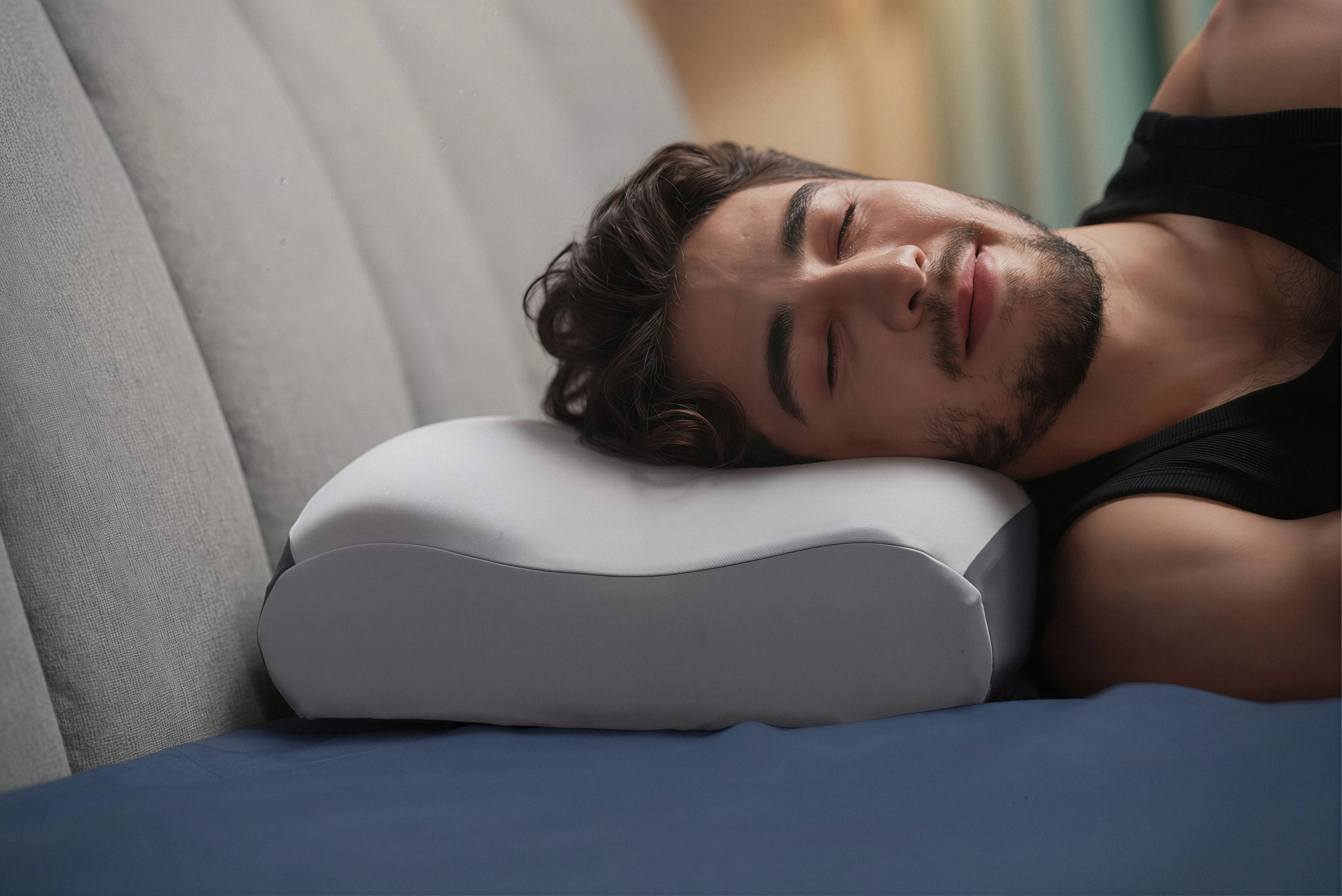 Resting gently with supportive pillow contours